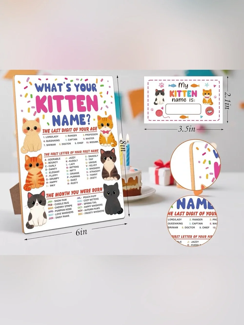 Kitten Name Party Game Sign - Pink & Blue Kitten Theme